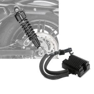 Set: Stoßdämpfer 11,9 Zoll Harley Davidson Sportster 1200 Nightster 08-12 Craftride schwarz + Spannungsregler für Harley-Davidson Sportster 1200 Nightster 09-12 Gleichrichter Laderegler Craftride_1