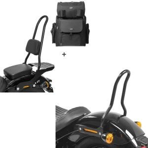 Set: Sissybar CSXL + Hecktasche für Harley Softail Street Bob 18-21 abnehmbar mit Gepäckträger Craftride + Sissybar für Harley Davidson Softail 18-21 Craftride Tampa S schwarz_1