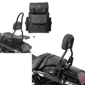 Set: Sissy Bar CSL Fix + Hecktasche XL für Harley Dyna Fat Bob 10-17 mit Gepäckträger schwarz Craftride + Sissybar Harley Davidson Dyna Fat Bob 10-17 Craftride Fast Driver-M schwarz_1