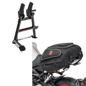 Set: Hauptständer Suzuki V-strom 650 04-10 Mittelständer ConStands in schwarz + Hecktasche Suzuki V-Strom 650 Gepäcktasche hinten Bagtecs X50 50Ltr schwarz_1