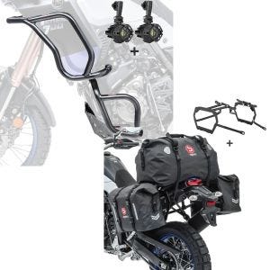 Set: Set Sturzbügel oben unten + Scheinwerfer für Yamaha Tenere 700 19-21 Motoguard schwarz + Satteltaschen Set WP8 für Yamaha Tenere 700 19-21 mit Hecktasche und Kofferträger Bagtecs_1