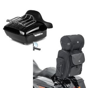 Set: Topcase King OLR für Harley Heritage Softail Classic / 114 schwarz Craftride + Sissybar Tasche für Harley Heritage Softail Classic / 114 Hecktasche Craftride SXL mit Gepäckrolle_1