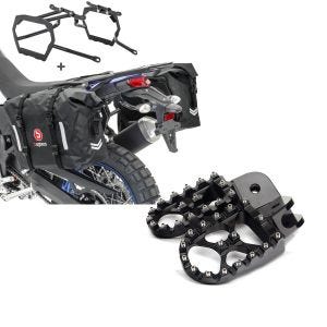 Set: Satteltaschen Set WP8 für BMW R 1200 GS 04-12 mit Kofferträger Bagtecs + Fußrasten für BMW R 1200 GS Xdure FF6 Aluminium 57mm schwarz_1