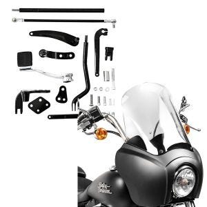 Set: Vorverlegte Fussrastenanlage für Harley Davidson Dyna Street Bob 06-17 Craftride RR1 + Verkleidung MG5 für Harley Davidson Dyna Street Bob 06-17 schwarz matt-klar Craftride_1