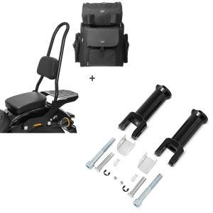 Set: Sissybar CSXL + Hecktasche für Harley Softail Street Bob 18-21 abnehmbar mit Gepäckträger Craftride + Sozius Fussrasten-Halter für Harley Davidson Softail Street Bob 18-21 Craftride schwarz_1