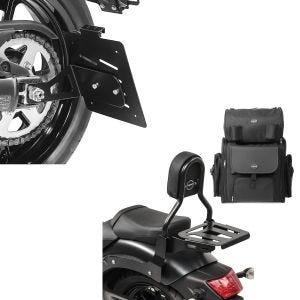 Set: Sissybar CL3 + Hecktasche für Kawasaki Vulcan S / Café 15-20 mit Gepäckträger Craftride + Kennzeichenhalter seitlich M für Kawasaki Vulcan S / Café 15-21 schwarz Craftride_1