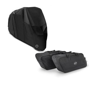Set: Abdeckplane Indian Roadmaster / Classic / Elite Craftride XXXXL in schwarz + Koffer Innentaschen für Indian Roadmaster Elite BG1 Craftride Paar_1