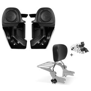 Set: Beinschild mit Lautsprecher II für Harley Electra Glide Standard 96-10 Craftride + Sissy Bar + Gepäckträger + Docking-Kit für Harley Electra Glide Standard 97-08 chrom Craftride_1