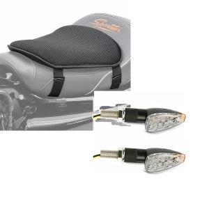 Set: Gel Sitzkissen Yamaha MT-09 / MT-07 / Tracer Komfortkissen M Tourtecs schwarz + LED Blinker für Yamaha MT-07 / Tracer 700 mit E-Prüfzeichen Lumitecs KP12_1