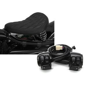 Set: Solo Federsattel für Harley Davidson Sportster 883 BR11 Craftride + Lenkerschalter für Harley Davidson Sportster 883 96-10 Lenkerarmatur schwarz Craftride_1