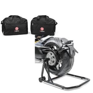 Set: Alukoffer Innentaschen für BMW R 1250 / 1200 GS / Adventure 04-21 Koffer Taschen Bagtecs MS1 + Einarmständer BMW R 1200 GS 13-18 Montageständer ConStands Single-Classic schwarz_1