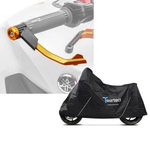Set: Hebelschützer für KTM 790 / 390 / 125 Duke X1 orange + Motorrad Abdeckplane KTM 790 Duke / 390 Duke / 125 Duke Tourtecs L schwarz_1