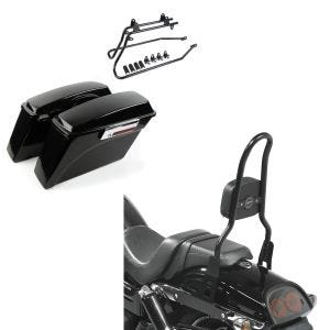 Set: Seitenkoffer Set für Harley Dyna Fat Bob 08-17 DY1 Craftride + Sissy Bar CSL Fix für Harley Dyna Fat Bob 10-17 schwarz Craftride_1