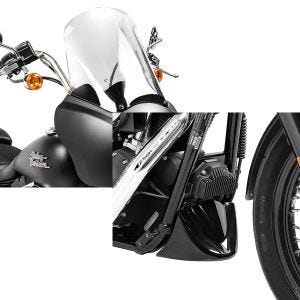 Set: Verkleidung MG5 für Harley Davidson Dyna Street Bob 06-17 schwarz matt-klar Craftride + Bugspoiler für Harley Davidson Dyna Street Bob 06-17 Craftride_1