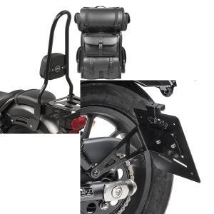 Set: Sissybar XL3 + Hecktasche LX für Honda Rebel 500 17-21 mit Gepäckträger Craftride + Kennzeichenhalter seitlich L für Honda Rebel 500 17-21 schwarz Craftride_1