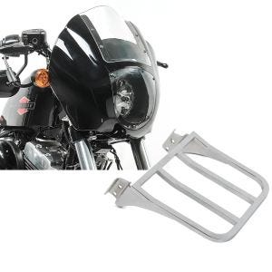 Set: Lampenmaske für Harley Dyna Super Glide / Custom Lichtmaske Craftride Q1 klar + Gepäckträger für Harley Dyna Super Glide Custom 06-15 chrom Craftride_1