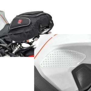 Set: Hecktasche für BMW S 1000 XR Gepäcktasche hinten Bagtecs X50 50Ltr schwarz + Seiten Tankpad Grip Pad M für BMW S 1000 R / RR / XR_1