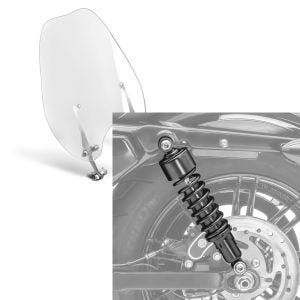 Set: Windschild Abnehmbar für Harley-Davidson Sportster 883 Iron 09-20 Craftride + Stoßdämpfer 11,9 Zoll Harley Davidson Sportster 883 Iron 09-20 Craftride schwarz_1
