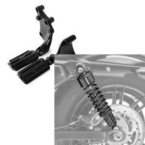 Set: Sozius Fussrasten Set mit Halter für Harley Sportster 883 Iron 14-20 BL1 Craftride + Stoßdämpfer 11,9 Zoll Harley Davidson Sportster 883 Iron 09-20 Craftride schwarz_1