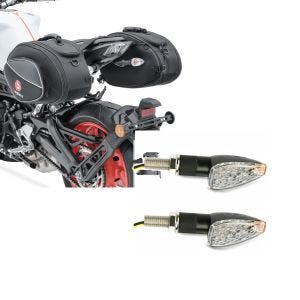 Set: Satteltaschen für Yamaha MT-07 / Tracer 700 Bagtecs SP3 36-60Ltr schwarz + LED Blinker für Yamaha MT-07 / Tracer 700 mit E-Prüfzeichen Lumitecs KP12_1