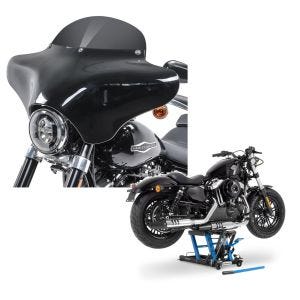 Set: Batwing Verkleidung BD8 für Yamaha XVS 1100 / 650 A Drag Star Classic Craftride + Hebebühne Yamaha XVS 1100 A Drag Star Classic Motorradheber ConStands Mid-Lift L in blau_1