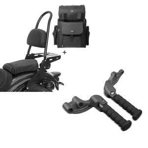 Set: Sissybar CSL + Hecktasche für Indian Scout / Sixty 15-21 mit Gepäckträger Craftride + Sozius Fussrasten Set mit Halter für Indian Scout, Sixty, Bobber 15-19 Craftride_1