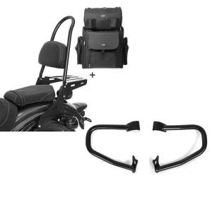 Set: Sissybar CSL + Hecktasche für Indian Scout / Sixty 15-21 mit Gepäckträger Craftride + Sturzbügel Indian Scout/ Sixty 15-21 Craftride schwarz_1