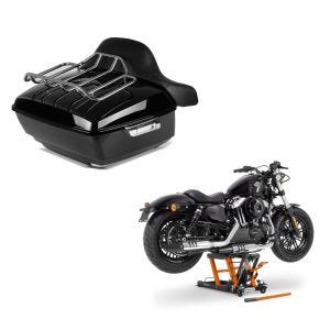 Set: Topcase King OLR für Harley Heritage Softail Classic / 114 schwarz Craftride + Hebebühne Harley Davidson Heritage Softail Classic / 114 ConStands Mid-Lift L in orange_1