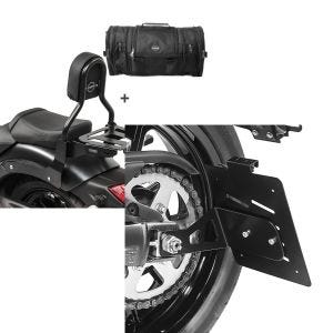 Set: Sissybar CL3 + Hecktasche RB1 für Kawasaki Vulcan S / Café 15-20 mit Gepäckträger Craftride + Kennzeichenhalter seitlich M für Kawasaki Vulcan S / Café 15-21 schwarz Craftride_1