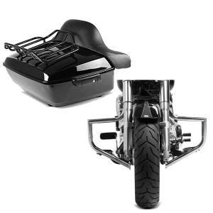 Set: Topcase King NHB für Harley Fat Boy / 114 schwarz Craftride + Sturzbügel für Harley Davidson Fat Boy 00-17 Craftride ST1 chrom_1