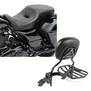Set: Komfort-Sitzbank für Harley Davidson Street Glide 14-21 Hammock Craftride + Sissybar Harley Street Glide (FLHX) 09-21 Craftride Fast Driver-L Flex inkl. Gepäckträger schwarz_1