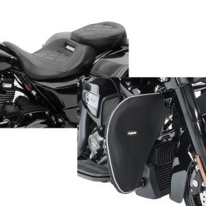 Set: Sitzbank für Harley Road King Special 17-21 Craftride RH3 schwarz + Sturzbügel Spritzschutz für Harley Road King Special 17-21 Beinwärmer Craftride_1
