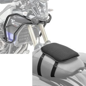 Set: Verkleidungsschutzbügel XL für Yamaha Tenere 700 19-21 Motoguard Tank-Sturzbügel oben + Gel Sitzkissen Yamaha Tenere 700 Komfortkissen S Tourtecs schwarz_1