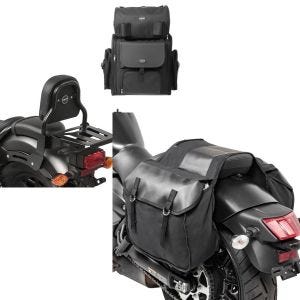 Set: Sissybar XS3 + Hecktasche für Honda Rebel 500 17-21 mit Gepäckträger Craftride + Satteltaschen für Honda Rebel 500 Craftride SC3 je 18Ltr schwarz_1