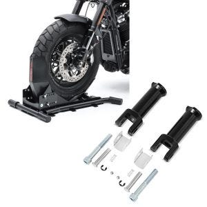 Set: Radwippe für Harley Softail Fat Bob / 114 Constands Easy Plus Vario einstellbar schwarz + Sozius Fussrasten-Halter für Harley Davidson Softail 18-21 Craftride schwarz_1