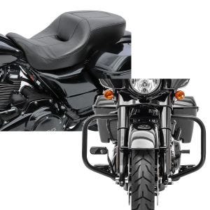 Set: Komfort-Sitzbank für Harley Davidson Street Glide 14-21 Hammock Craftride + Sturzbügel für Harley Davidson Street Glide 09-21 Craftride TR2 schwarz_1