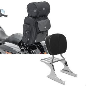 Set: Sissybar Tasche für Harley Heritage Softail Classic / 114 Hecktasche Craftride SXL mit Gepäckrolle + Sissybar Harley Heritage Softail Classic 88-18 Craftride Driver-S inkl. Gepäckträger chrom_1