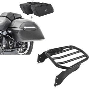 Set: Set Seitenkoffer + Innentaschen für Harley Fat Boy Special/ Lo Craftride K3 + Gepäckträger für Harley-Davidson Softail 06-17 schwarz Craftride_1