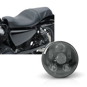 Set: Doppel Sitzbank für Harley Davidson Sportster Forty-Eight 48 10-20 BL Sitz Craftride + Hauptscheinwerfer LED 5,75 Zoll für Harley Sportster Forty-Eight 48 10-20 schwarz von Craftride_1