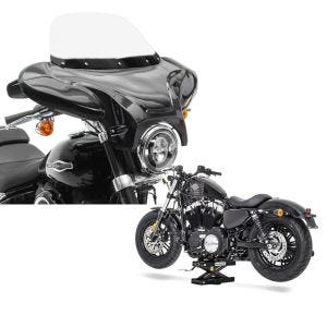Set: Batwing Verkleidung für Honda Shadow VT 750 C Craftride mit Windschild schwarz + Hebebühne für Honda Shadow VT 750 / 600 / 125 C Scherenheber ConStands Mini-Lift schwarz_1