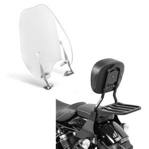 Set: Windschild Abnehmbar für Harley-Davidson Sportster 883 Iron 09-20 Craftride + Sissybar Harley Sportster 883 Iron (XL 883 N) 09-20 Craftride Fast Driver-S inkl. Gepäckträger schwarz_1