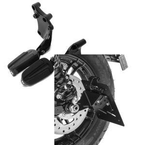 Set: Sozius Fußrasten für Harley Sportster Forty-Eight 48 Special 18-20 Craftride mit Halter in schwarz + Kennzeichenhalter seitlich S für Harley Sportster Forty-Eight 48 Special 18-20 schwarz Craftride_1