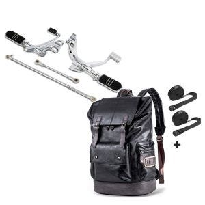 Set: Vorverlegte Fußrastenanlage für Harley Sportster 883 04-10 Craftride chrom + Rucksack für Harley Davidson Sportster 883 / Custom Craftride RL3 schwarz_1