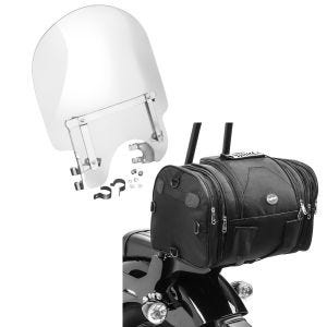 Set: Windschild für Harley-Davidson Sportster 883 88-10 Craftride + Hecktasche für Harley Sportster 883 / Custom Gepäckrolle Craftride RB1 24-30Ltr_1