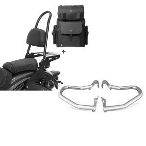 Set: Sissybar CSL + Hecktasche für Indian Scout / Sixty 15-21 mit Gepäckträger Craftride + Sturzbügel Indian Scout/ Sixty/Bobber 15-21 Craftride chrom_1