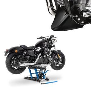 Set: Hebebühne Harley Davidson Sportster Forty-Eight 48 Motorradheber ConStands Mid-Lift L in blau + Bugspoiler für Harley Sportster Forty-Eight 48 10-20 Craftride_1