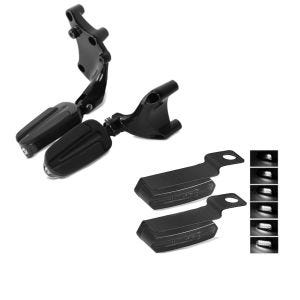 Set: Sozius Fußrasten für Harley Sportster 1200 Iron 18-20 Craftride mit Halter in schwarz + Lenkerblinker für Harley Davidson Sportster 1200 Iron / Low Lauflicht Blinker LED Lumitecs TS4 getönt_1