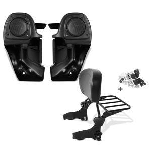 Set: Beinschild mit Lautsprecher II für Harley Electra Glide Standard 96-10 Craftride + Sissy Bar + Gepäckträger + Docking-Kit für Harley-Davidson Electra Glide Standard 97-08 schwarz Craftride_1