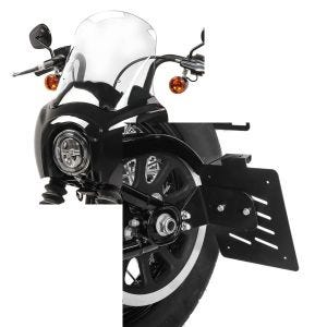 Set: Lampenmaske MG5 für Harley Softail Street Bob 18-20 Lampen Verkleidung klar Craftride + Seitlicher Kennzeichenhalter für Harley Davidson Softail 18-21 Craftride schwarz_1
