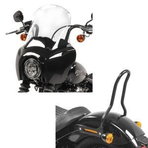 Set: Lampenmaske MG5 für Harley Softail Street Bob 18-20 Lampen Verkleidung klar Craftride + Sissybar für Harley Davidson Softail 18-21 Craftride Tampa S schwarz_1